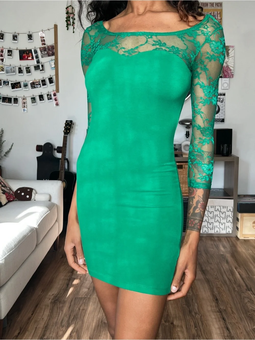Green Lace Detail H&M Divided Dress